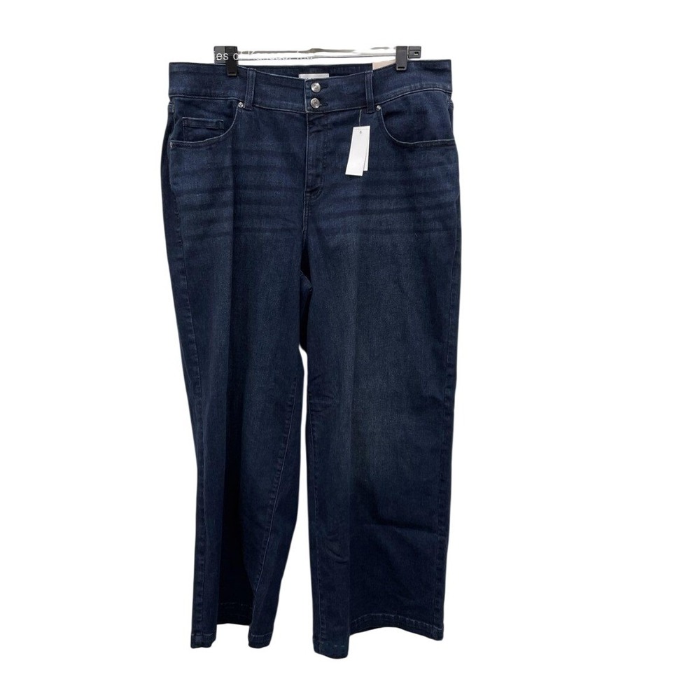 Lane Bryant High Rise Wide Leg Tighter Tummy Jeans Dark Wash Blue Plus Size 20